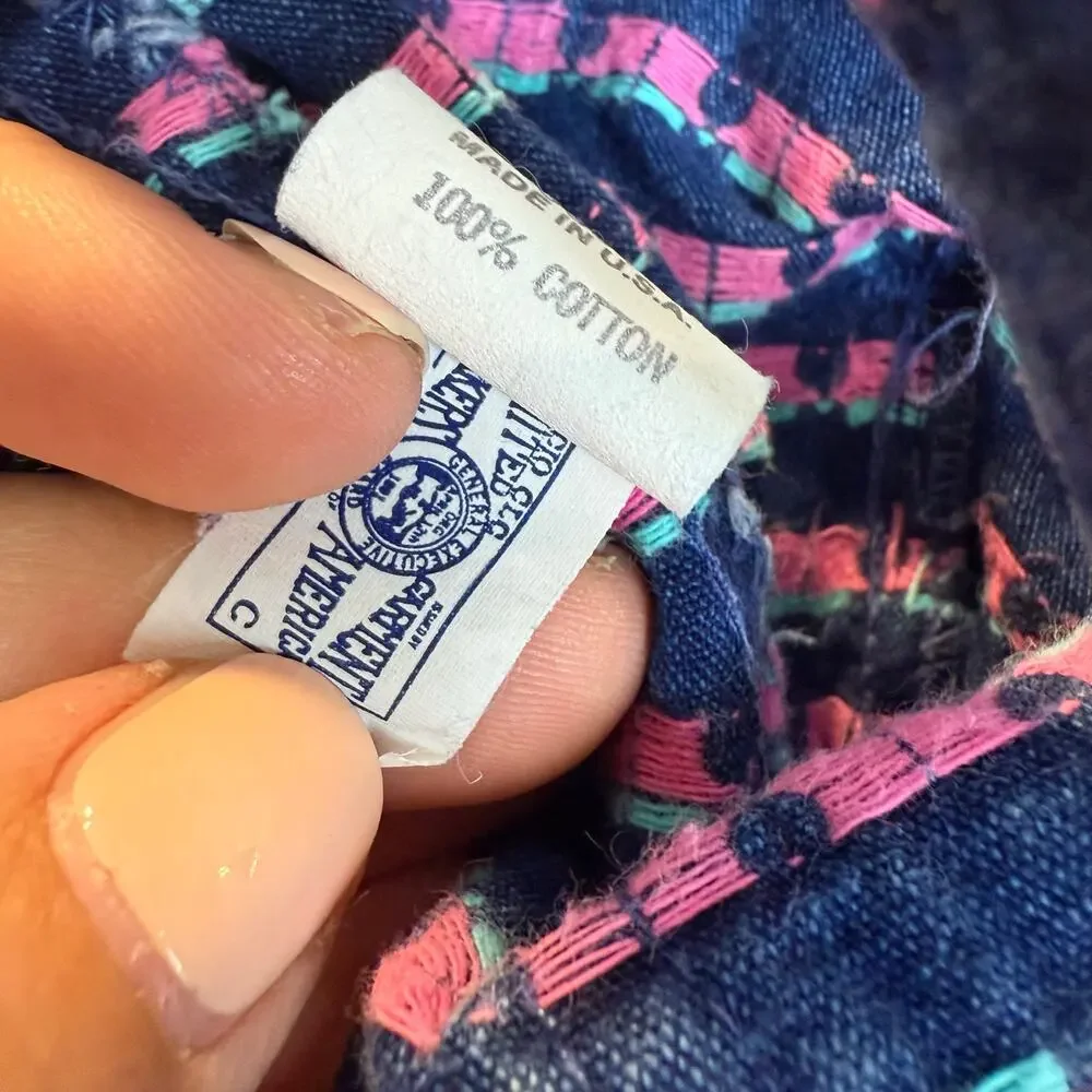 Vintage Floral Oshkosh BGosh Denim Overalls Soft Textured Toddler Girl 24 Months